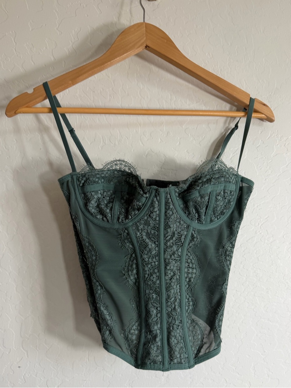 Urban Outfitters Out From Under Sage Green Lace Corset Bustier Top M
